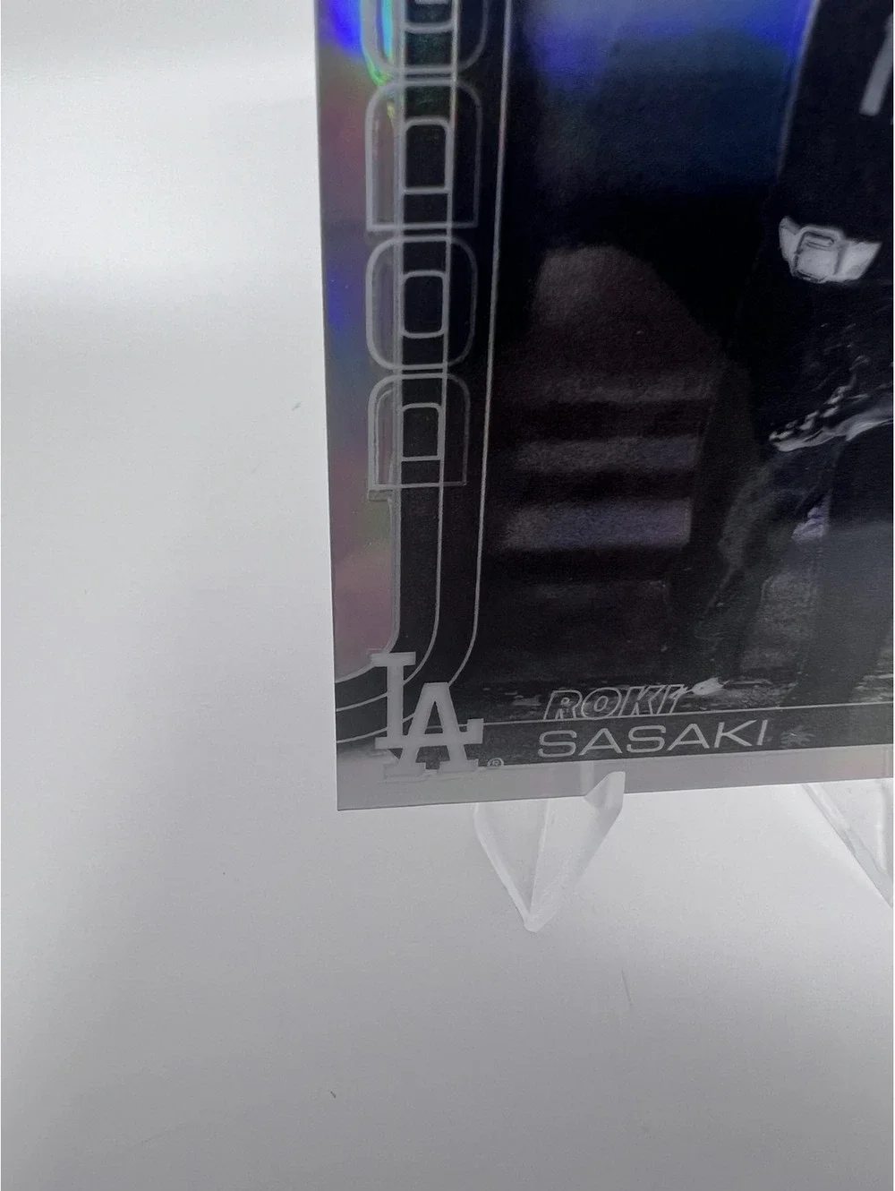Roki Sasaki Topps Chrome negative Rookie Baseball Card Los Angeles Dodgers